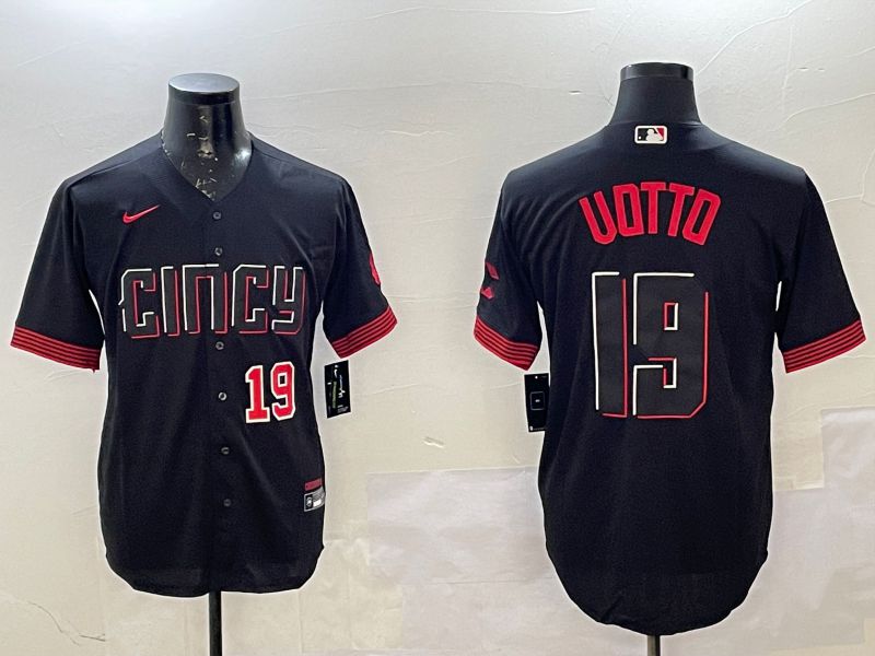 Men Cincinnati Reds #19 Uotto Black City Edition Game Nike 2025 MLB Jersey style 5